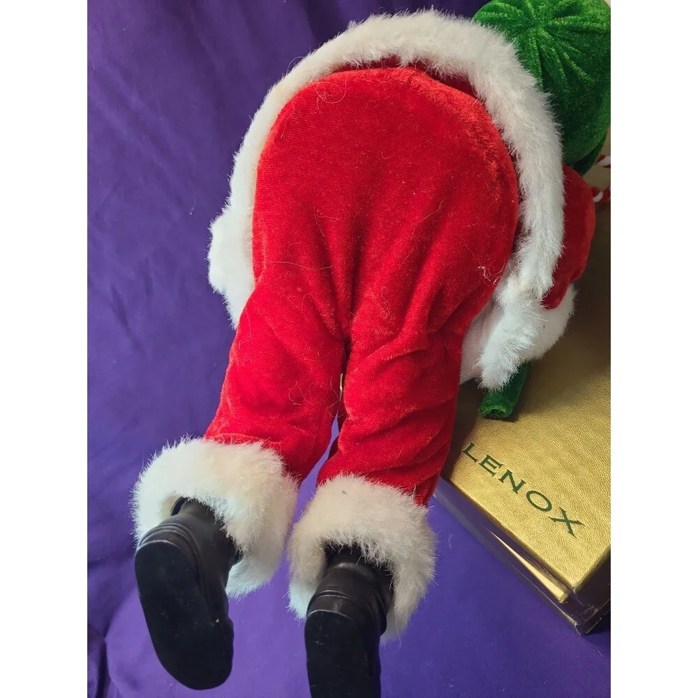 Vintage Santa Claus Figure 12” Shelf Sitter Holding Tree Christmas Decoration